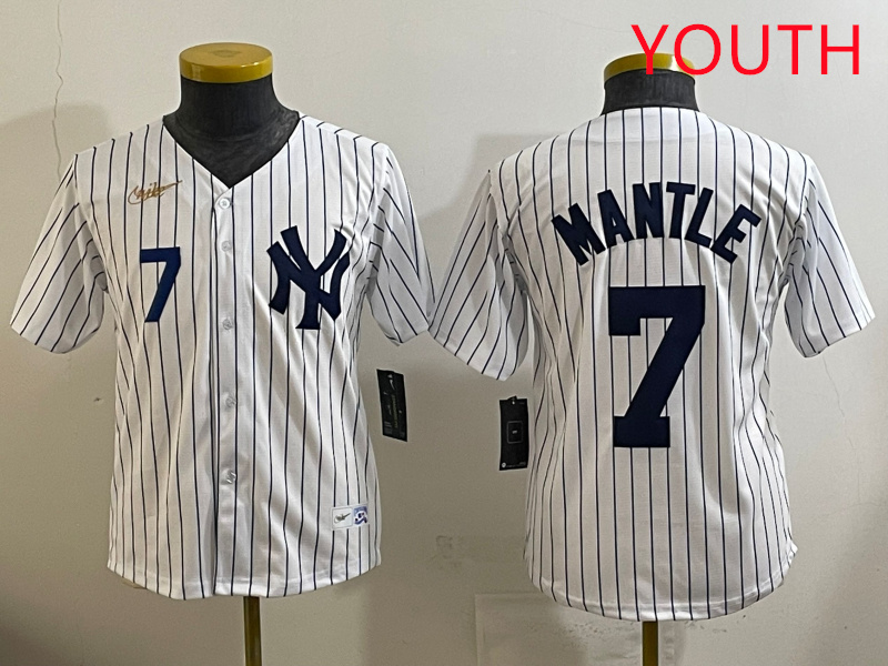 Youth New York Yankees #7 Mantle White 2025 Nike MLB jersey style 5